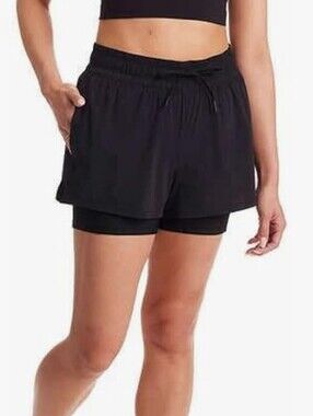 Spyder Black Women's 2 In 1 Active Shorts Black XXL